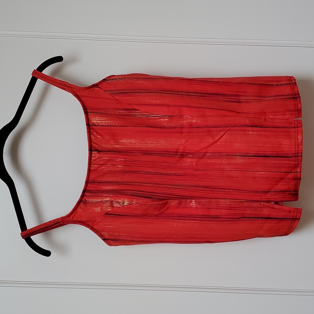 CEEB Swim Top, Red/Black/Gold w/Vented Hem